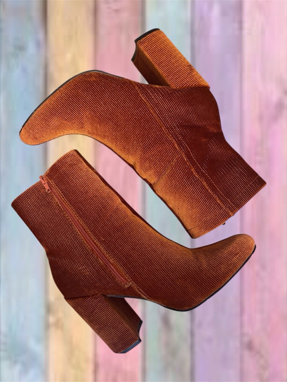 Forever 21 Orange Rust Corduroy Ankle Boots